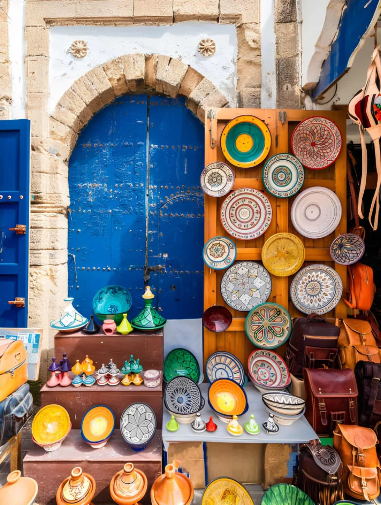 White and blue buildings in Essaouira Medina
